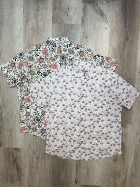 Tasso Elba Men’s Short Sleeve Multicolor Floral Prints Button Shirt Bundle XXL